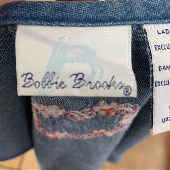 vintage Bobbie Brooks ugly Fall patchwork embroidered chambray button front vest - Picture 11 of 13